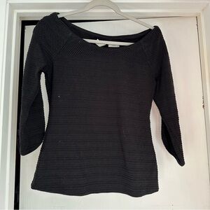 Anthropologie Elegant Black Women's Wide Neck mid Sleeve Top
